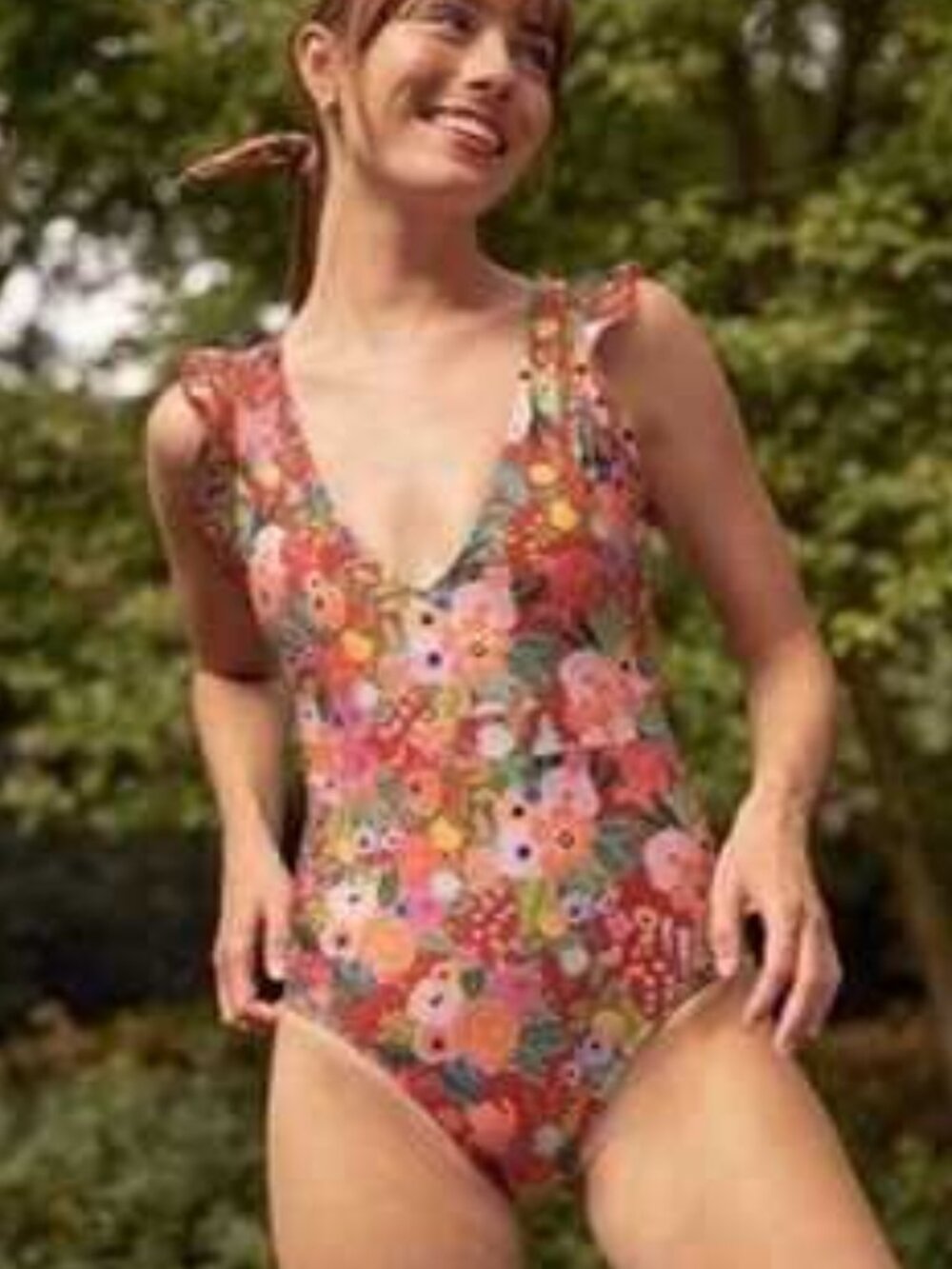 Summersault x Rifle Paper Brand Size 6 Ruffle Backflip Swimsuit Floral Print